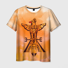 Мужская футболка 3D с принтом этника в Новосибирске, 100% полиэфир | прямой крой, круглый вырез горловины, длина до линии бедер | геометрия | индейцы | ловец снов | орел | орнамент | перья | пирамида | птица | пустыня | символы | сокол | тотем | узоры | этно | ястреб
