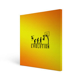 Холст квадратный с принтом Эволюция баскетбола в Новосибирске, 100% ПВХ |  | basketball | evolution | желтый | обезьяна человек | оранжевый | эволюция