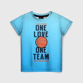 Детская футболка 3D с принтом Одна любовь, одна команда в Новосибирске, 100% гипоаллергенный полиэфир | прямой крой, круглый вырез горловины, длина до линии бедер, чуть спущенное плечо, ткань немного тянется | Тематика изображения на принте: basketball | love | team | мяч