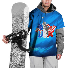 Накидка на куртку 3D с принтом USA в Новосибирске, 100% полиэстер |  | 3d | blue | usa | америка | города | краски | любовь | страны | сша | турист | флаг