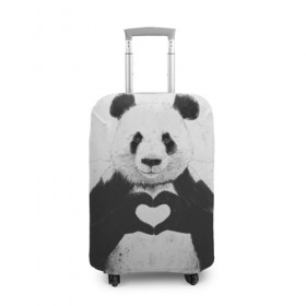 Чехол для чемодана 3D с принтом Panda heart в Новосибирске, 86% полиэфир, 14% спандекс | двустороннее нанесение принта, прорези для ручек и колес | heart | panda | арт | клевый | красивый | панда | рисунок | сердце