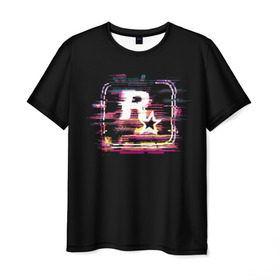 Мужская футболка 3D с принтом Rockstar Noise в Новосибирске, 100% полиэфир | прямой крой, круглый вырез горловины, длина до линии бедер | auto | dead | grand | gta | red | redemption | theft | гта | рокстар