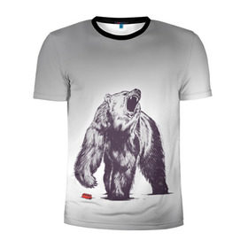 Мужская футболка 3D спортивная с принтом Медведь наступил на лего в Новосибирске, 100% полиэстер с улучшенными характеристиками | приталенный силуэт, круглая горловина, широкие плечи, сужается к линии бедра | зверь | косолапый | лего | медведь | мишка | рев