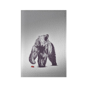 Обложка для паспорта матовая кожа с принтом Медведь наступил на лего в Новосибирске, натуральная матовая кожа | размер 19,3 х 13,7 см; прозрачные пластиковые крепления | Тематика изображения на принте: зверь | косолапый | лего | медведь | мишка | рев