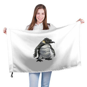 Флаг 3D с принтом Пингвинопитек в Новосибирске, 100% полиэстер | плотность ткани — 95 г/м2, размер — 67 х 109 см. Принт наносится с одной стороны | лженаука | пингвин