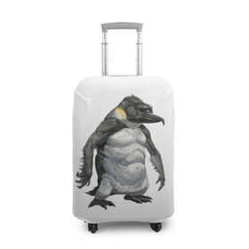 Чехол для чемодана 3D с принтом Пингвинопитек в Новосибирске, 86% полиэфир, 14% спандекс | двустороннее нанесение принта, прорези для ручек и колес | лженаука | пингвин