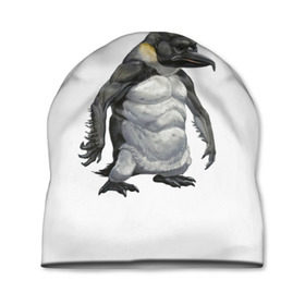 Шапка 3D с принтом Пингвинопитек в Новосибирске, 100% полиэстер | универсальный размер, печать по всей поверхности изделия | лженаука | пингвин