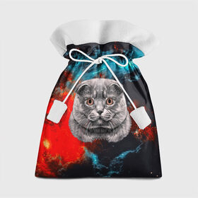 Подарочный 3D мешок с принтом Космический кот в Новосибирске, 100% полиэстер | Размер: 29*39 см | Тематика изображения на принте: 3d | cat | арт | взгляд | кот | кот хипстер | котёнок | котятки | котятушки | кошечки | кошка | мордочка