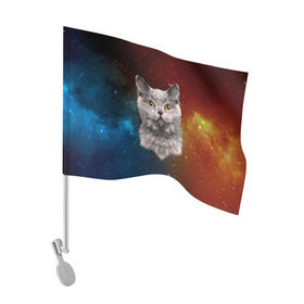 Флаг для автомобиля с принтом Кот в космосе! в Новосибирске, 100% полиэстер | Размер: 30*21 см | 3d | cat | арт | взгляд | вселенная | звезды | земля | космос | кот | кот хипстер | котёнок | котятки | котятушки | кошечки | кошка | мордочка | плеяды | пространство | созвездие