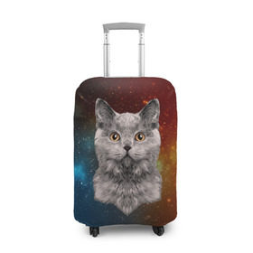 Чехол для чемодана 3D с принтом Кот в космосе! в Новосибирске, 86% полиэфир, 14% спандекс | двустороннее нанесение принта, прорези для ручек и колес | Тематика изображения на принте: 3d | cat | арт | взгляд | вселенная | звезды | земля | космос | кот | кот хипстер | котёнок | котятки | котятушки | кошечки | кошка | мордочка | плеяды | пространство | созвездие