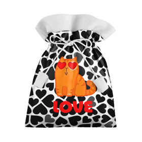 Подарочный 3D мешок с принтом Влюбленный котик в Новосибирске, 100% полиэстер | Размер: 29*39 см | Тематика изображения на принте: сердечки