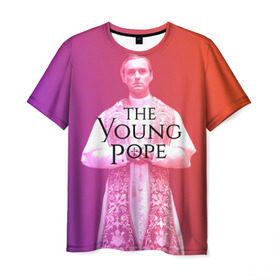 Мужская футболка 3D с принтом The Young Pope в Новосибирске, 100% полиэфир | прямой крой, круглый вырез горловины, длина до линии бедер | Тематика изображения на принте: young pope | джуд | лоу | молодой папа