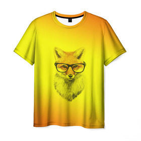 Мужская футболка 3D с принтом Лис ученый в Новосибирске, 100% полиэфир | прямой крой, круглый вырез горловины, длина до линии бедер | Тематика изображения на принте: fox | животное | зверь | красивая | лес | лис | лиса | лисенок | лисица | лисичка | мех | очки | патрикеевна | песец | плутовка | прикольная | природа | рисунок | рыжая | рыжий цвет | сказка | хвост | хитрая