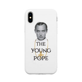 Чехол для Apple iPhone X силиконовый матовый с принтом The Young Pope в Новосибирске, Силикон | Печать на задней стороне чехла, без боковой панели | young pope | джуд | лоу | молодой папа