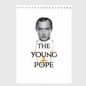 Скетчбук с принтом The Young Pope в Новосибирске, 100% бумага
 | 48 листов, плотность листов — 100 г/м2, плотность картонной обложки — 250 г/м2. Листы скреплены сверху удобной пружинной спиралью | young pope | джуд | лоу | молодой папа
