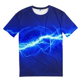 Мужская футболка 3D с принтом electricity в Новосибирске, 100% полиэфир | прямой крой, круглый вырез горловины, длина до линии бедер | Тематика изображения на принте: молния | разряд | электричество