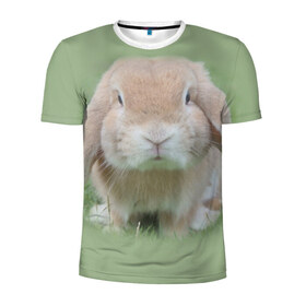 Мужская футболка 3D спортивная с принтом Кролик в Новосибирске, 100% полиэстер с улучшенными характеристиками | приталенный силуэт, круглая горловина, широкие плечи, сужается к линии бедра | грызун | животные | заяц | кролик | мордочка | природа | пушистый | уши