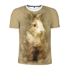 Мужская футболка 3D спортивная с принтом Кролик в Новосибирске, 100% полиэстер с улучшенными характеристиками | приталенный силуэт, круглая горловина, широкие плечи, сужается к линии бедра | Тематика изображения на принте: грызун | животные | заяц | кролик | мордочка | природа | пушистый | уши