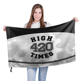 Флаг 3D с принтом High Times 420 Camo в Новосибирске, 100% полиэстер | плотность ткани — 95 г/м2, размер — 67 х 109 см. Принт наносится с одной стороны | camouflage | камо | камуфляж