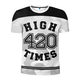 Мужская футболка 3D спортивная с принтом High Times 420 Camo в Новосибирске, 100% полиэстер с улучшенными характеристиками | приталенный силуэт, круглая горловина, широкие плечи, сужается к линии бедра | Тематика изображения на принте: camouflage | камо | камуфляж