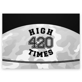 Поздравительная открытка с принтом High Times 420 Camo в Новосибирске, 100% бумага | плотность бумаги 280 г/м2, матовая, на обратной стороне линовка и место для марки
 | Тематика изображения на принте: camouflage | камо | камуфляж