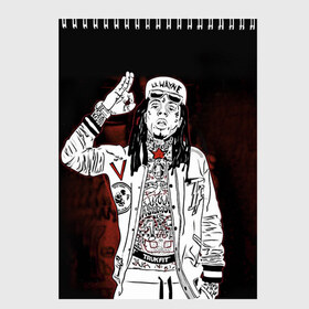 Скетчбук с принтом Lil Wayne 3 в Новосибирске, 100% бумага
 | 48 листов, плотность листов — 100 г/м2, плотность картонной обложки — 250 г/м2. Листы скреплены сверху удобной пружинной спиралью | lil wayne | rap | лил уэйн | рэп | хип хоп