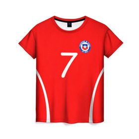 Женская футболка 3D с принтом Chile в Новосибирске, 100% полиэфир ( синтетическое хлопкоподобное полотно) | прямой крой, круглый вырез горловины, длина до линии бедер | alexis | chile | санчес алексис | сборная чили | футбол