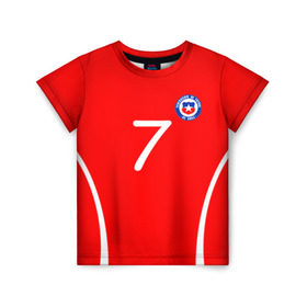 Детская футболка 3D с принтом Chile в Новосибирске, 100% гипоаллергенный полиэфир | прямой крой, круглый вырез горловины, длина до линии бедер, чуть спущенное плечо, ткань немного тянется | alexis | chile | санчес алексис | сборная чили | футбол