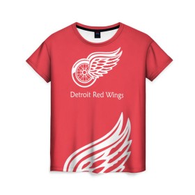 Женская футболка 3D с принтом Detroit Red Wings 2017 в Новосибирске, 100% полиэфир ( синтетическое хлопкоподобное полотно) | прямой крой, круглый вырез горловины, длина до линии бедер | detroit red wings | nhl | спорт | хоккей