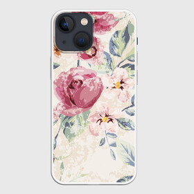 Чехол для iPhone 13 mini с принтом Vintage Flovers в Новосибирске,  |  | Тематика изображения на принте: beautiful | color | cute | flowers | nature | pattern | pink | purple | red | summer | vintage | yellow | жёлтое | красивое | красное | красота | милое | оранжевое | природа | цвет | цветы | яркое