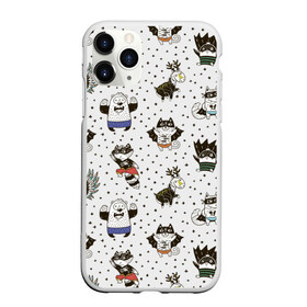 Чехол для iPhone 11 Pro матовый с принтом Лесные супергерои в Новосибирске, Силикон |  | енот | лес | лис | лось | медведь | паттерн | сова