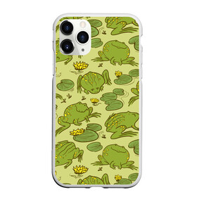 Чехол для iPhone 11 Pro матовый с принтом Лягухи в Новосибирске, Силикон |  | Тематика изображения на принте: болото | жабы | квакухи | кувшинки | лягушки | паттерн