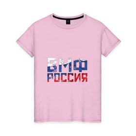 Женская футболка хлопок с принтом ВМФ Россия в Новосибирске, 100% хлопок | прямой крой, круглый вырез горловины, длина до линии бедер, слегка спущенное плечо | военно морской флот | моряк | триколор