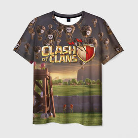Мужская футболка 3D с принтом Clash of clans 3 в Новосибирске, 100% полиэфир | прямой крой, круглый вырез горловины, длина до линии бедер | Тематика изображения на принте: clash of clans | игры | клэш оф кланс