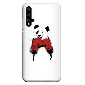 Чехол для Honor 20 с принтом Панда боксер в Новосибирске, Силикон | Область печати: задняя сторона чехла, без боковых панелей | бамбук | бамбуковый медведь | бокс | боксерские | брызги | енот | животное | коала | красивый | красная книга | кунгфу | медведь | милый | мишка | очки | панда | перчатки | пот | прикол | прикольный