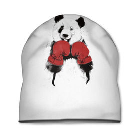 Шапка 3D с принтом Панда боксер в Новосибирске, 100% полиэстер | универсальный размер, печать по всей поверхности изделия | бамбук | бамбуковый медведь | бокс | боксерские | брызги | енот | животное | коала | красивый | красная книга | кунгфу | медведь | милый | мишка | очки | панда | перчатки | пот | прикол | прикольный