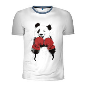 Мужская футболка 3D спортивная с принтом Панда боксер в Новосибирске, 100% полиэстер с улучшенными характеристиками | приталенный силуэт, круглая горловина, широкие плечи, сужается к линии бедра | Тематика изображения на принте: бамбук | бамбуковый медведь | бокс | боксерские | брызги | енот | животное | коала | красивый | красная книга | кунгфу | медведь | милый | мишка | очки | панда | перчатки | пот | прикол | прикольный