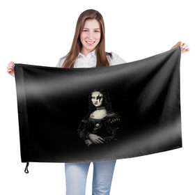 Флаг 3D с принтом Мона Лиза Kiss в Новосибирске, 100% полиэстер | плотность ткани — 95 г/м2, размер — 67 х 109 см. Принт наносится с одной стороны | джин симмонс | картина | пол стэнли | эйс фрейли