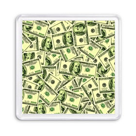 Магнит 55*55 с принтом Benjamin Franklin в Новосибирске, Пластик | Размер: 65*65 мм; Размер печати: 55*55 мм | Тематика изображения на принте: 3d | benjamin franklin | америка | богатство | валюта | денежные купюры | деньги | доллар | зеленые | сша | текстуры