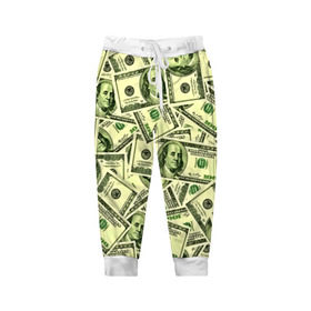 Детские брюки 3D с принтом Benjamin Franklin в Новосибирске, 100% полиэстер | манжеты по низу, эластичный пояс регулируется шнурком, по бокам два кармана без застежек, внутренняя часть кармана из мелкой сетки | 3d | benjamin franklin | америка | богатство | валюта | денежные купюры | деньги | доллар | зеленые | сша | текстуры