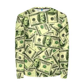 Мужской лонгслив 3D с принтом Benjamin Franklin в Новосибирске, 100% полиэстер | длинные рукава, круглый вырез горловины, полуприлегающий силуэт | 3d | benjamin franklin | америка | богатство | валюта | денежные купюры | деньги | доллар | зеленые | сша | текстуры