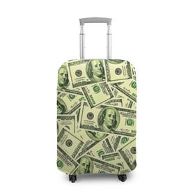 Чехол для чемодана 3D с принтом Benjamin Franklin в Новосибирске, 86% полиэфир, 14% спандекс | двустороннее нанесение принта, прорези для ручек и колес | 3d | benjamin franklin | америка | богатство | валюта | денежные купюры | деньги | доллар | зеленые | сша | текстуры