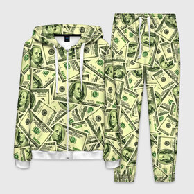 Мужской костюм 3D с принтом Benjamin Franklin в Новосибирске, 100% полиэстер | Манжеты и пояс оформлены тканевой резинкой, двухслойный капюшон со шнурком для регулировки, карманы спереди | 3d | benjamin franklin | америка | богатство | валюта | денежные купюры | деньги | доллар | зеленые | сша | текстуры