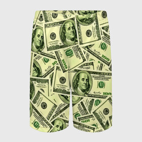 Детские спортивные шорты 3D с принтом Benjamin Franklin в Новосибирске,  100% полиэстер
 | пояс оформлен широкой мягкой резинкой, ткань тянется
 | Тематика изображения на принте: 3d | benjamin franklin | америка | богатство | валюта | денежные купюры | деньги | доллар | зеленые | сша | текстуры