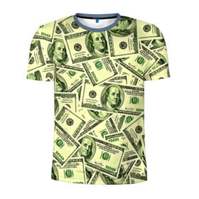 Мужская футболка 3D спортивная с принтом Benjamin Franklin в Новосибирске, 100% полиэстер с улучшенными характеристиками | приталенный силуэт, круглая горловина, широкие плечи, сужается к линии бедра | 3d | benjamin franklin | америка | богатство | валюта | денежные купюры | деньги | доллар | зеленые | сша | текстуры