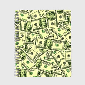 Тетрадь с принтом Benjamin Franklin в Новосибирске, 100% бумага | 48 листов, плотность листов — 60 г/м2, плотность картонной обложки — 250 г/м2. Листы скреплены сбоку удобной пружинной спиралью. Уголки страниц и обложки скругленные. Цвет линий — светло-серый
 | Тематика изображения на принте: 3d | benjamin franklin | америка | богатство | валюта | денежные купюры | деньги | доллар | зеленые | сша | текстуры
