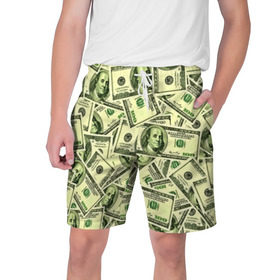 Мужские шорты 3D с принтом Benjamin Franklin в Новосибирске,  полиэстер 100% | прямой крой, два кармана без застежек по бокам. Мягкая трикотажная резинка на поясе, внутри которой широкие завязки. Длина чуть выше колен | 3d | benjamin franklin | америка | богатство | валюта | денежные купюры | деньги | доллар | зеленые | сша | текстуры