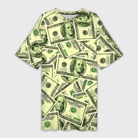 Платье-футболка 3D с принтом Benjamin Franklin в Новосибирске,  |  | 3d | benjamin franklin | америка | богатство | валюта | денежные купюры | деньги | доллар | зеленые | сша | текстуры