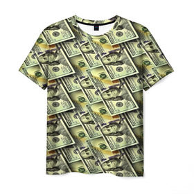 Мужская футболка 3D с принтом Деньги в Новосибирске, 100% полиэфир | прямой крой, круглый вырез горловины, длина до линии бедер | Тематика изображения на принте: 3d | benjamin franklin | америка | богатство | валюта | денежные купюры | деньги | доллар | зеленые | сша | текстуры