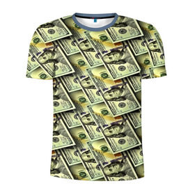 Мужская футболка 3D спортивная с принтом Деньги в Новосибирске, 100% полиэстер с улучшенными характеристиками | приталенный силуэт, круглая горловина, широкие плечи, сужается к линии бедра | 3d | benjamin franklin | америка | богатство | валюта | денежные купюры | деньги | доллар | зеленые | сша | текстуры